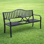 Záhradná kovová lavička – 150cm, čierna